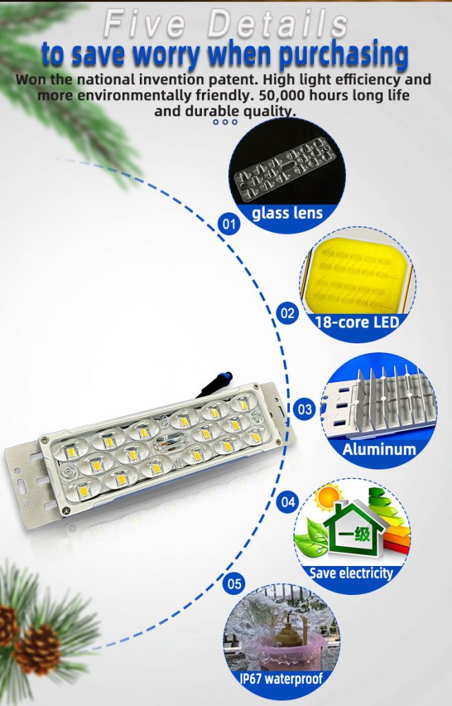 LED glass lens module light source floodlight 50W module high pole light garden light tunnel light LED street light module EMC engineering 3